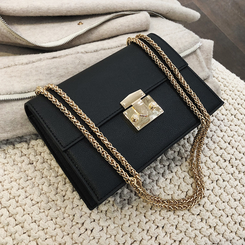 Detail view of chain shoulder bag