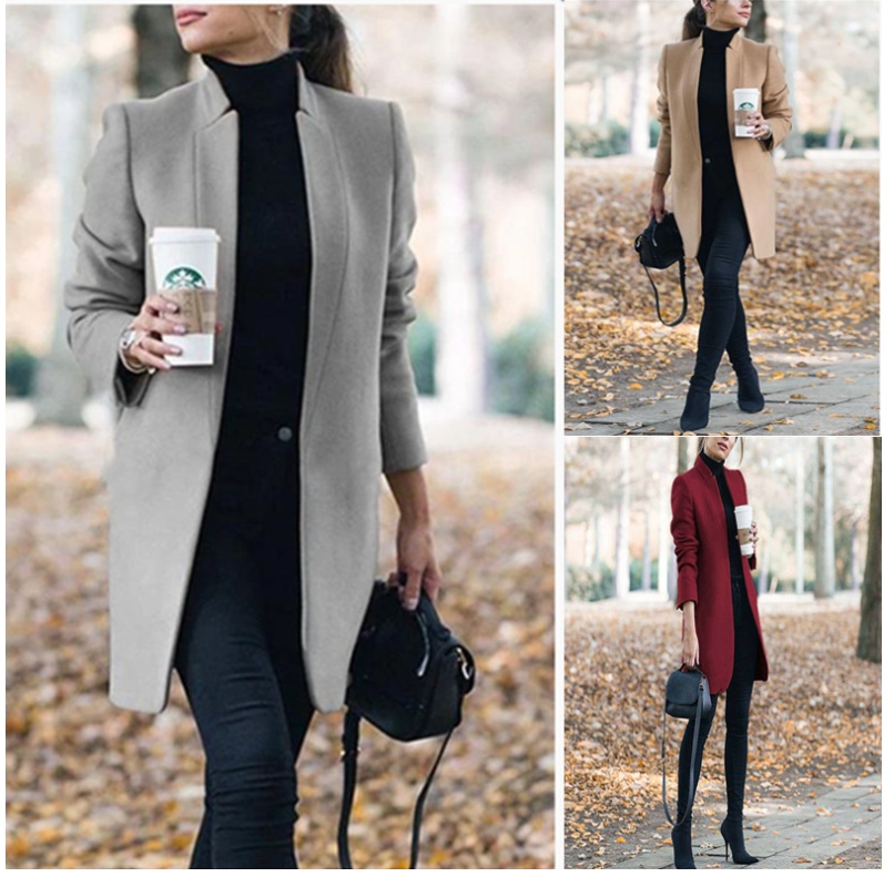 Womens Winter Lapel Wool Coat