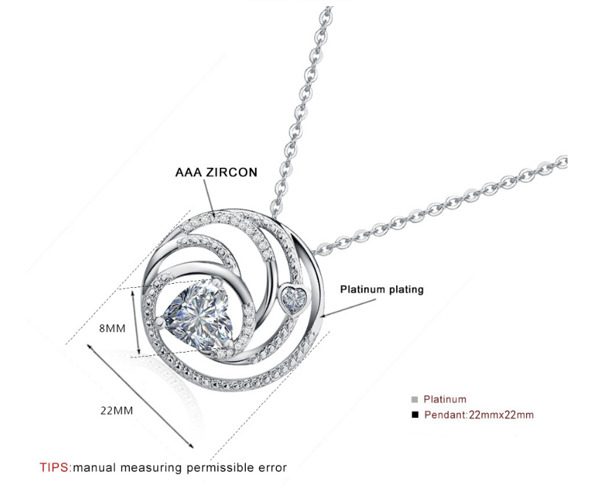 Round Eight Hearts and Eight Arrows Zircon Pendant