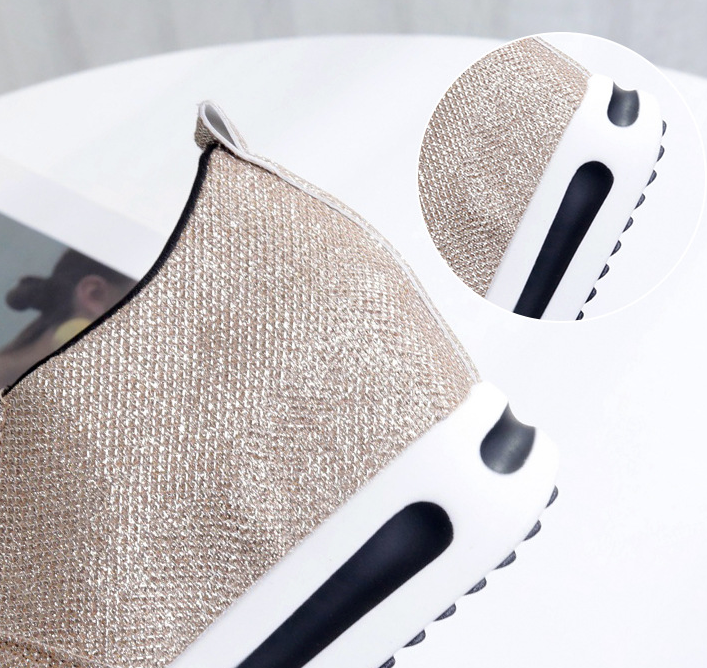 Gold Round Toe Slip-On Shoes