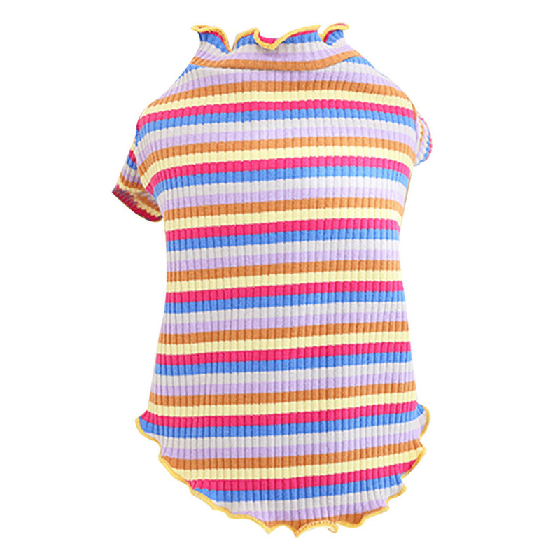 Cute dog wearing Rainbow Stripe Cotton Sweatshirt