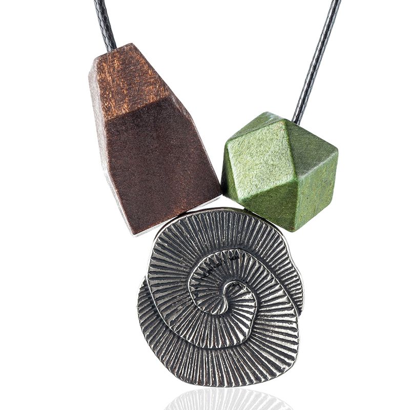 Irregular Wooden Blocks Necklace