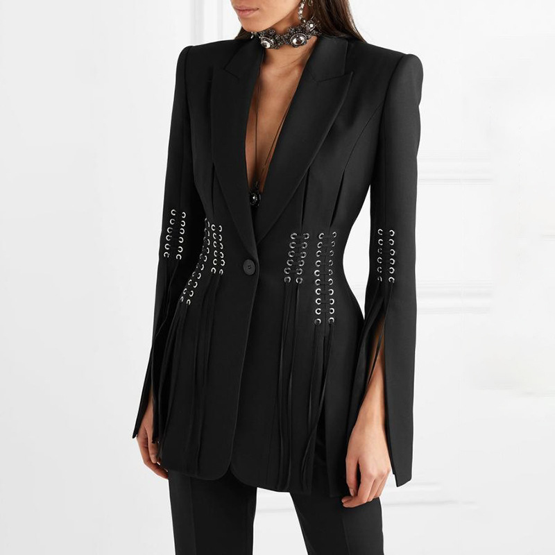 Model wearing black blazer