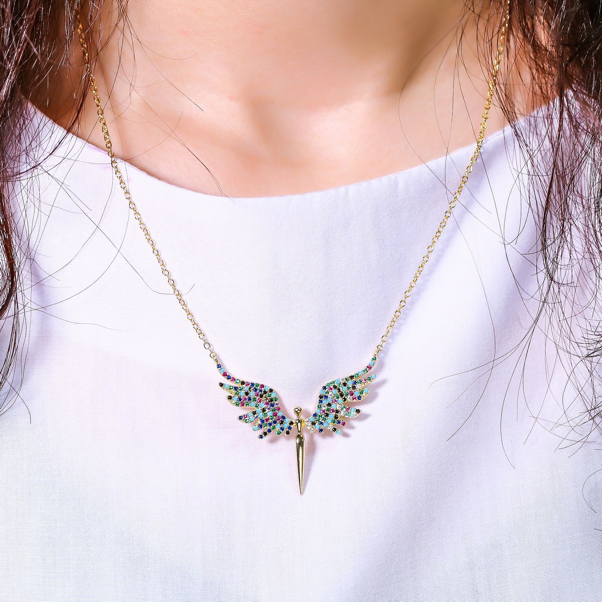 White Angel Wings Necklace