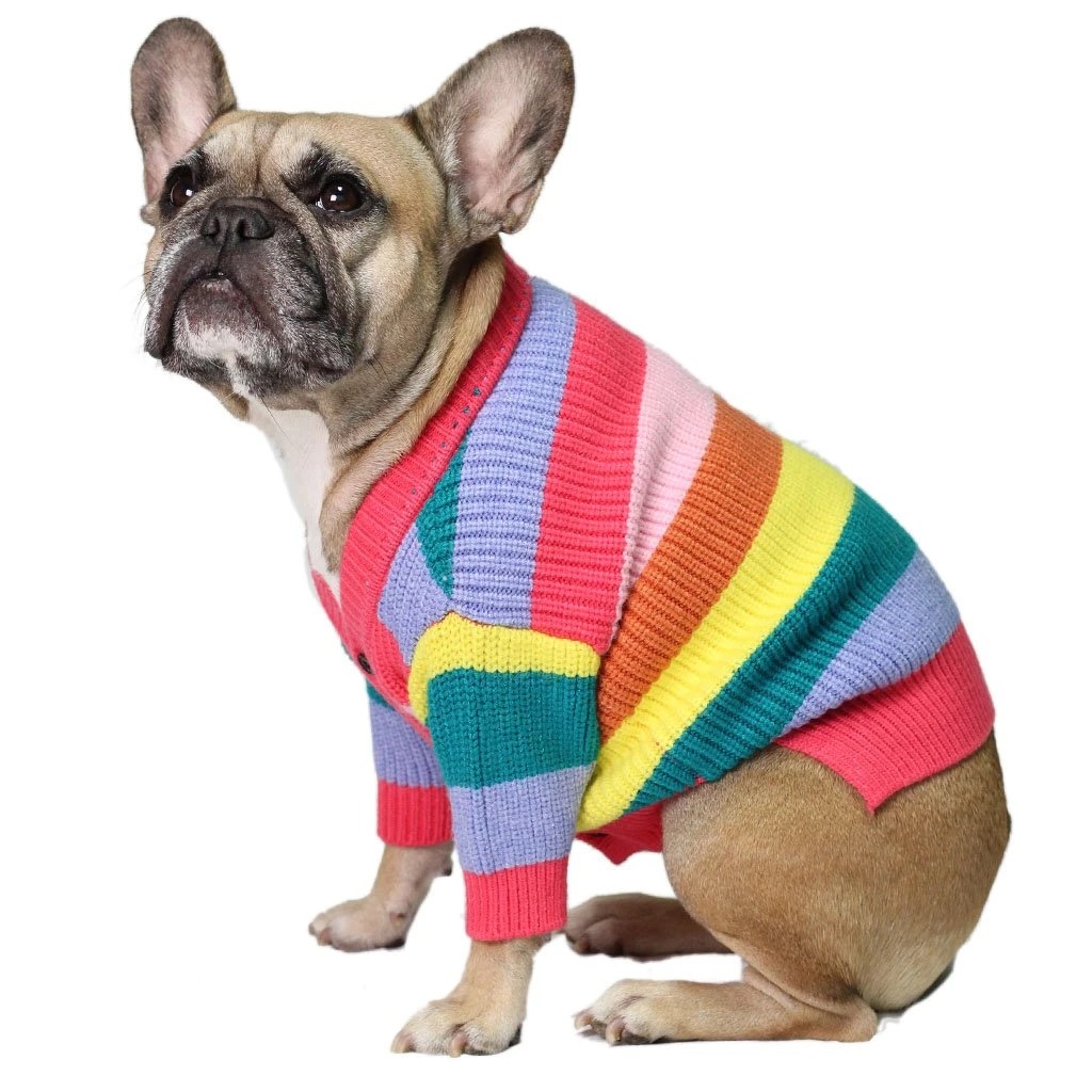Close-up of Rainbow Stripe Cardigan