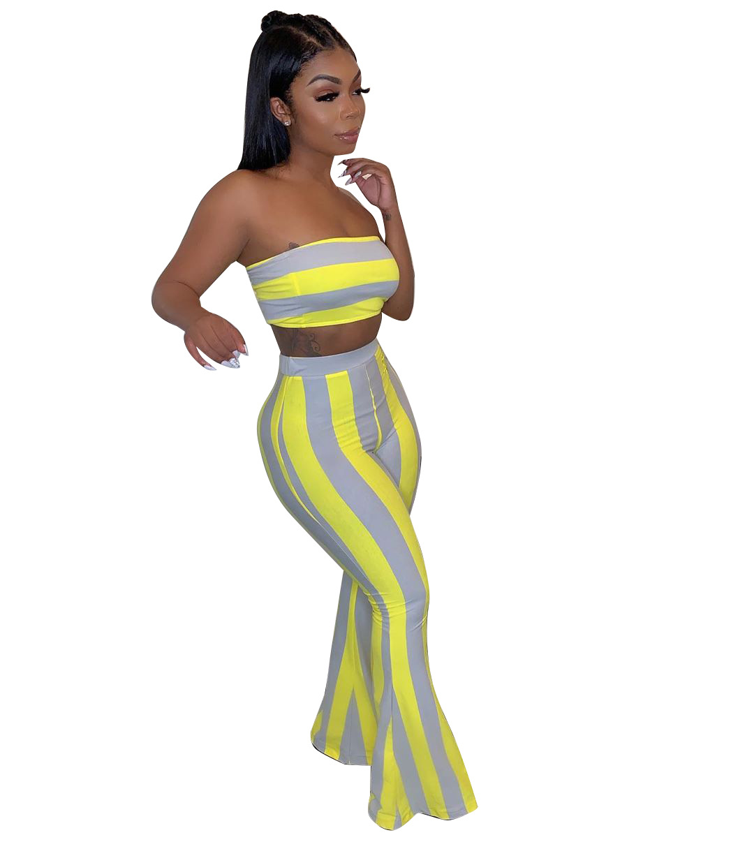 Candy Color Bustier + Flared Pants Set