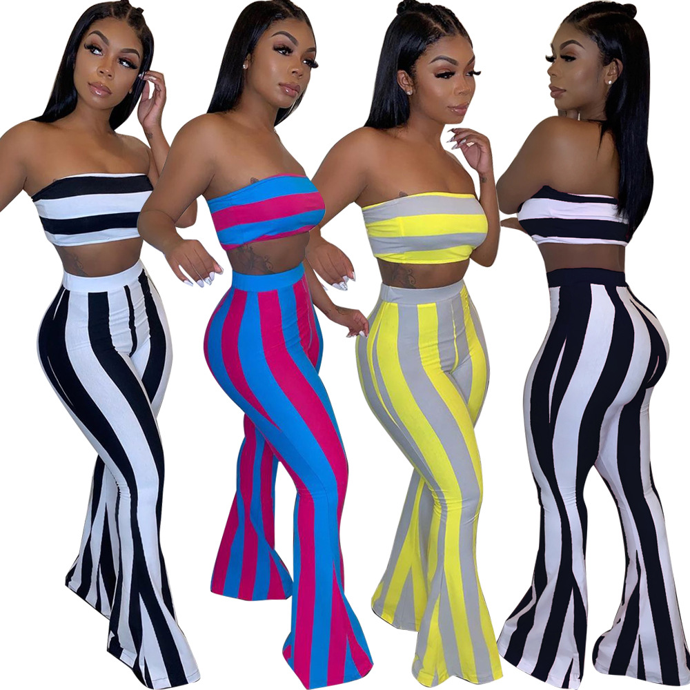 Candy Color Bustier + Flared Pants Set