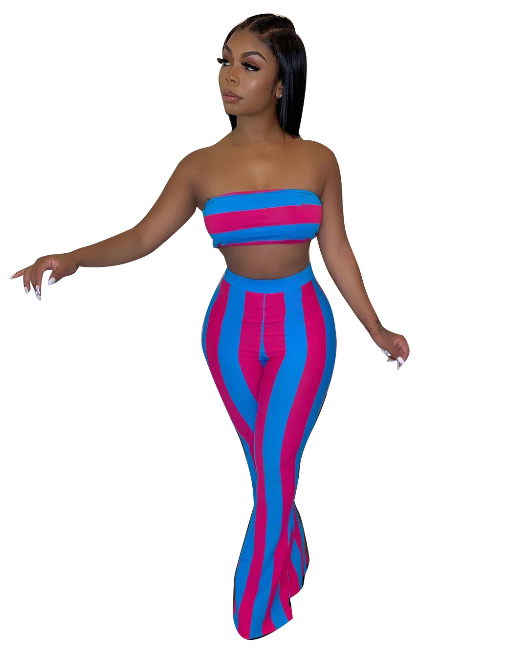 Candy Color Bustier + Flared Pants Set