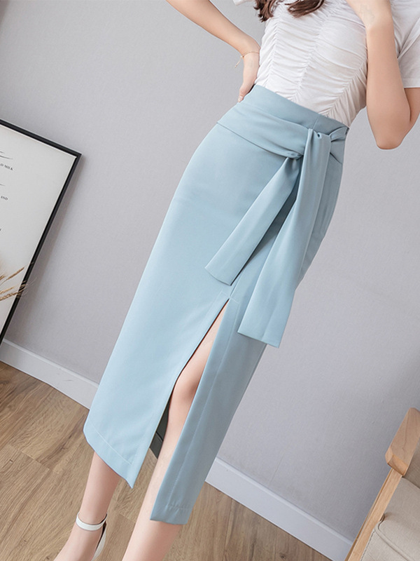High-waisted skirt in blue