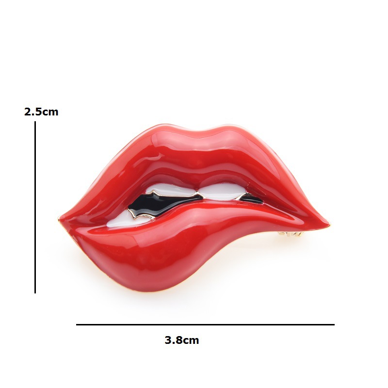Red lip oil drop brooch personality all-match enamel pin