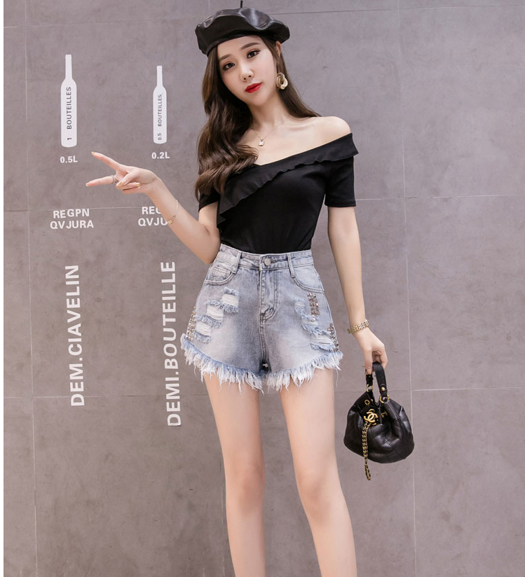 Women's Frayed Denim Shorts - Style 3
