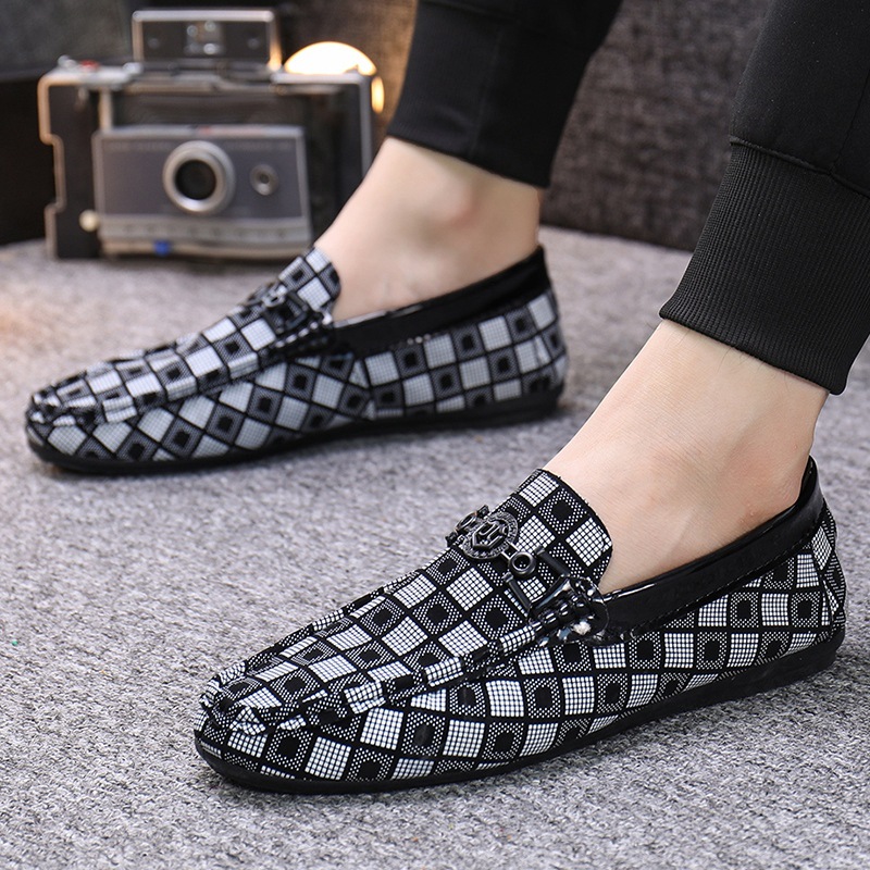 Lazy Person Slip-On Checkered Shoes