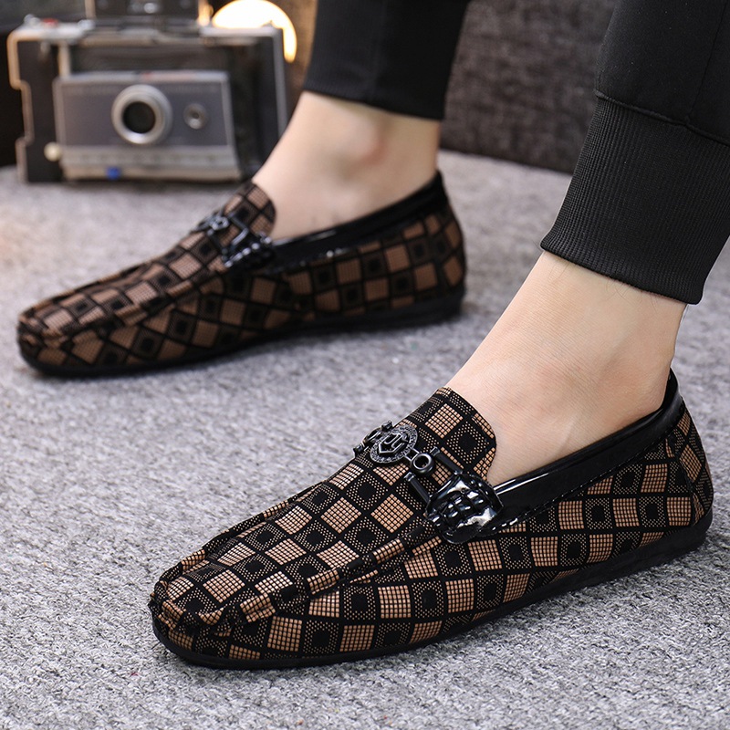 Lazy Person Slip-On Checkered Shoes