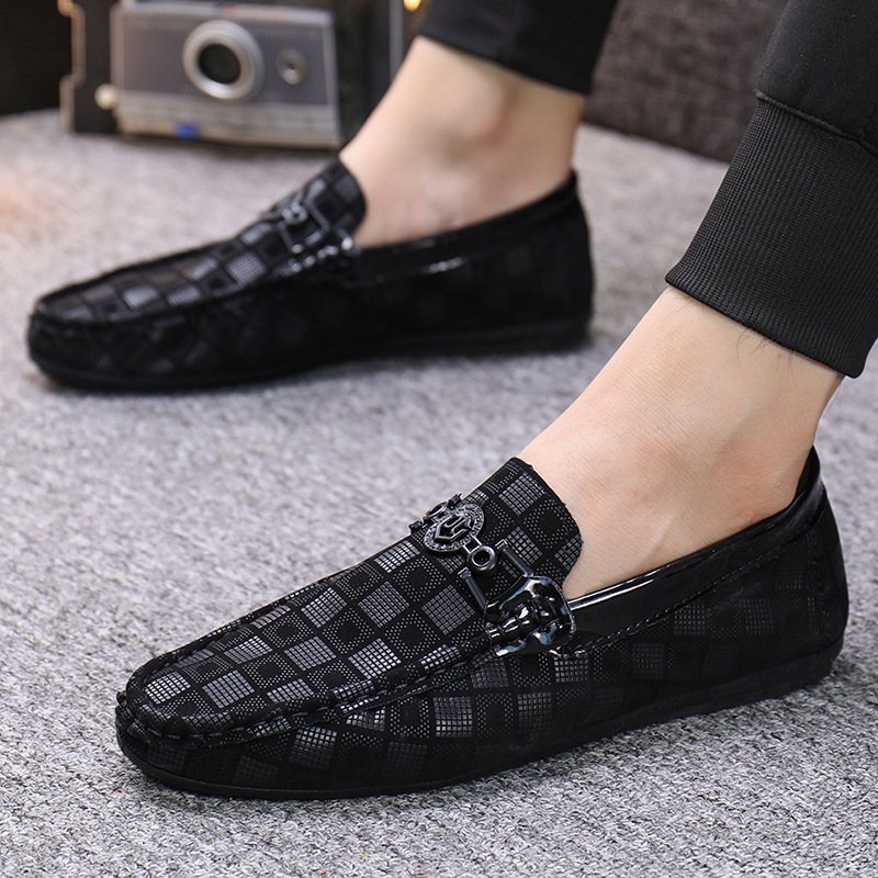 Lazy Person Slip-On Checkered Shoes
