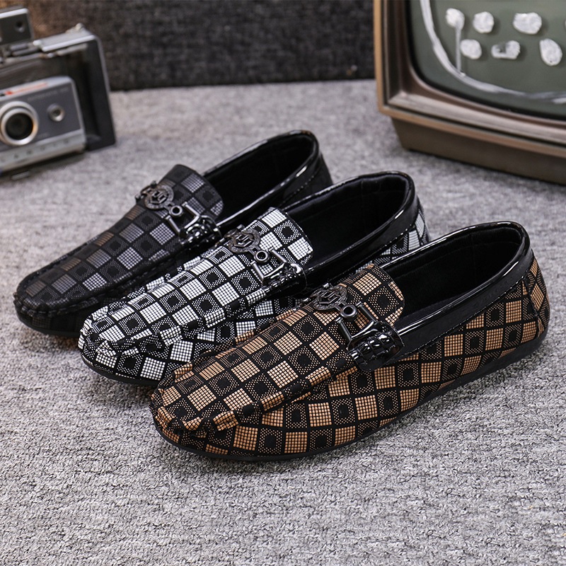Lazy Person Slip-On Checkered Shoes