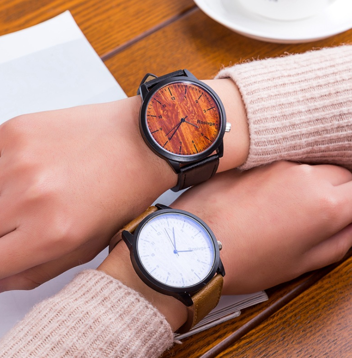 Wood Grain Couple Watch - Brown