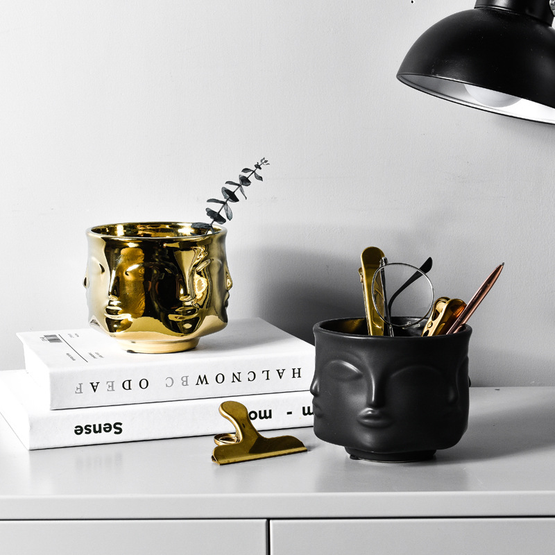 Gold Face Flower Pot