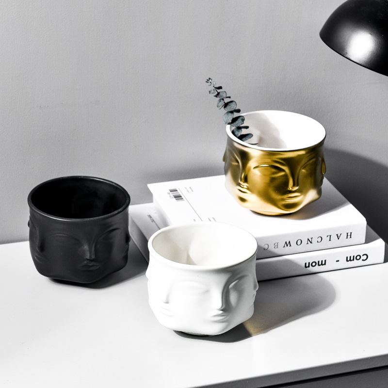 White Face Flower Pot
