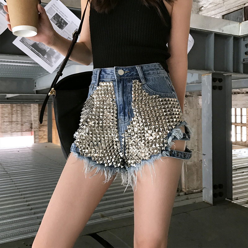 High-waisted denim shorts - Image 3