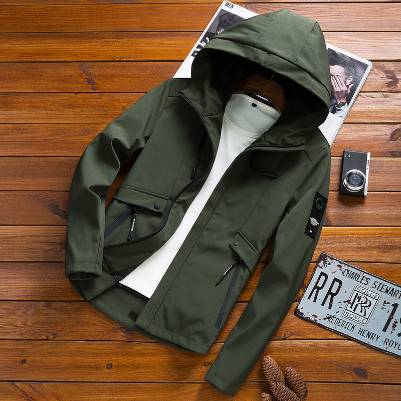 Hooded jacket in army green