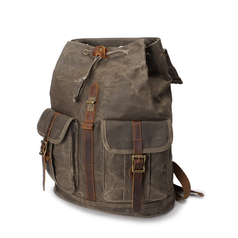 Men's Waxed Canvas Backpack - in Outdoor Setting - Hiking and Travel Use
