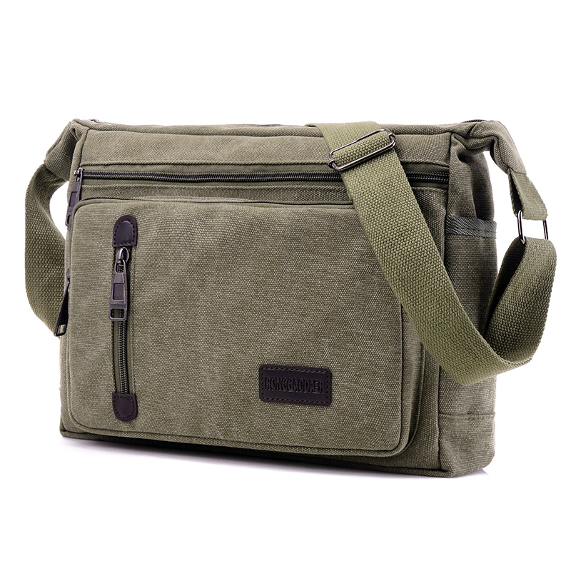 Canvas Shoulder Crossbody Bag - Khaki Color