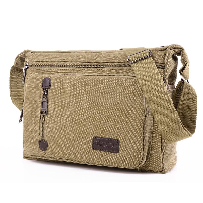 Canvas Shoulder Crossbody Bag - Coffee Color