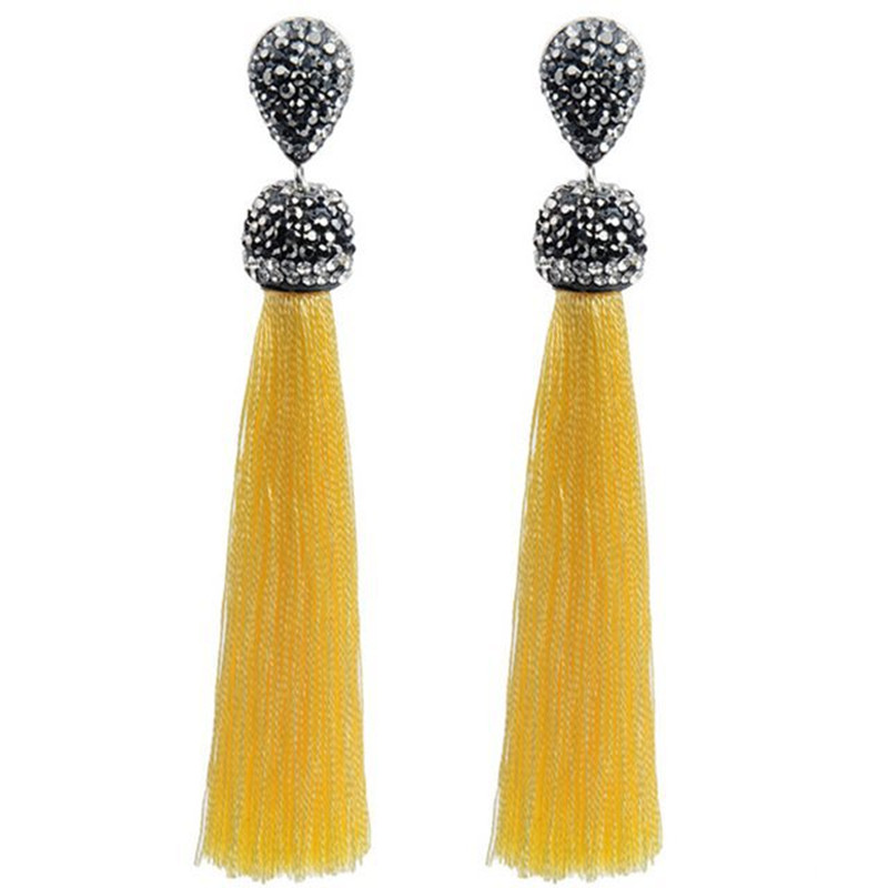 Orecchini pendenti lunghi con strass in stile bohémien