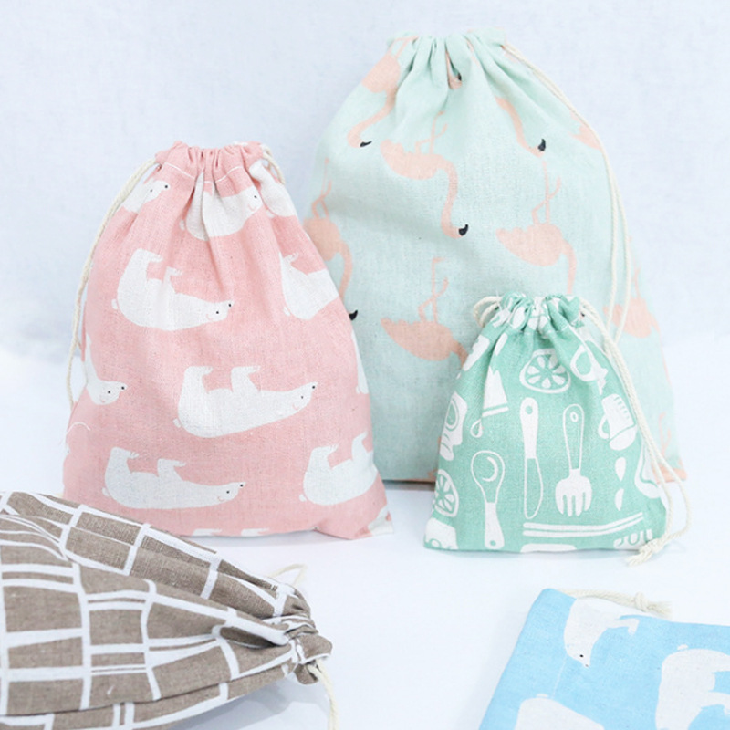Cotton and Linen Drawstring Pouch
