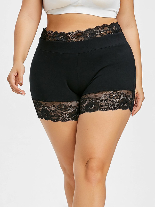 Lace Panel Bottoming Shorts - Fashion