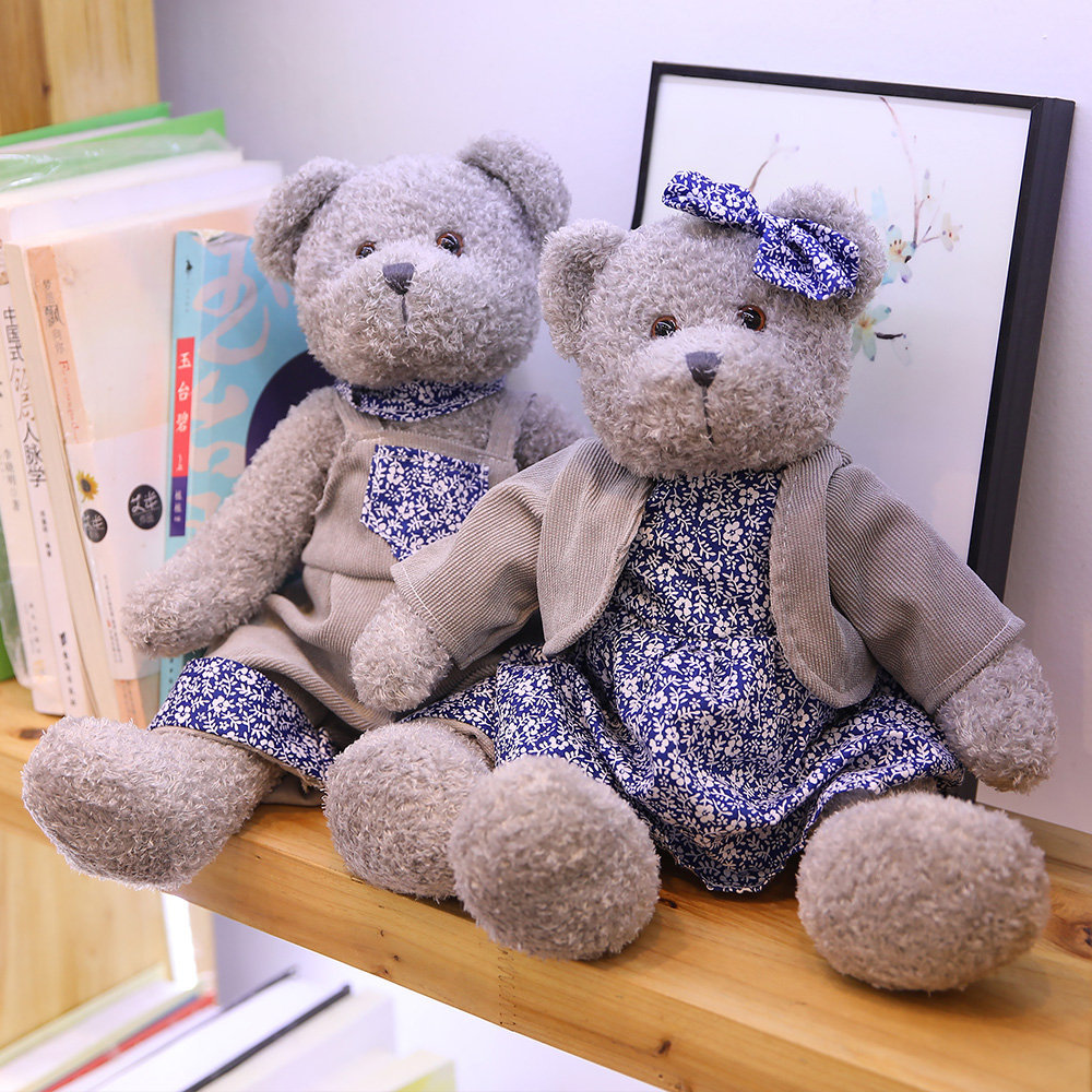 Corduroy Grey Couple Bear 1