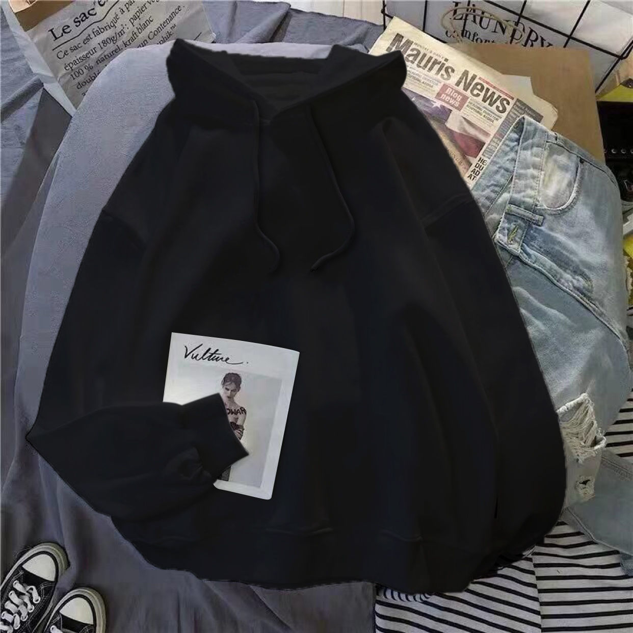 Women's loose coat hooded sweater