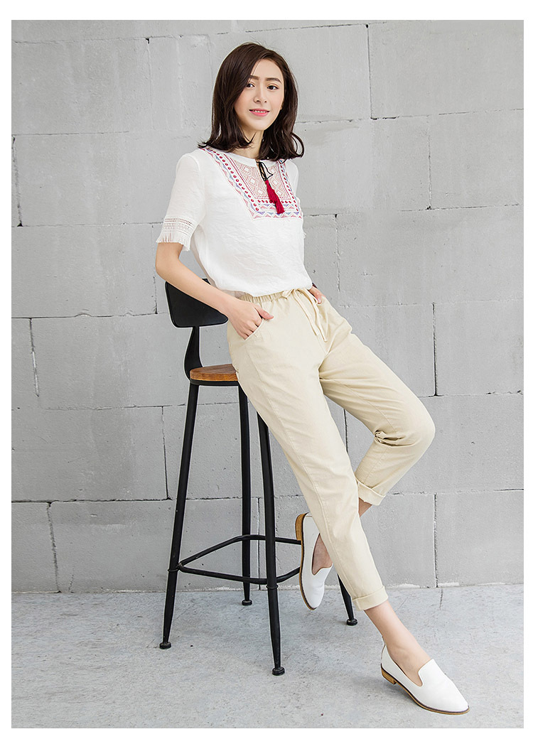 Cotton and Linen Loose-Fitting Pants 7