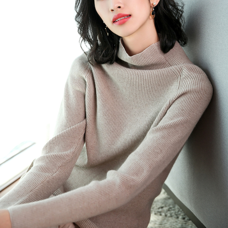 High-neck cashmere blend sweater