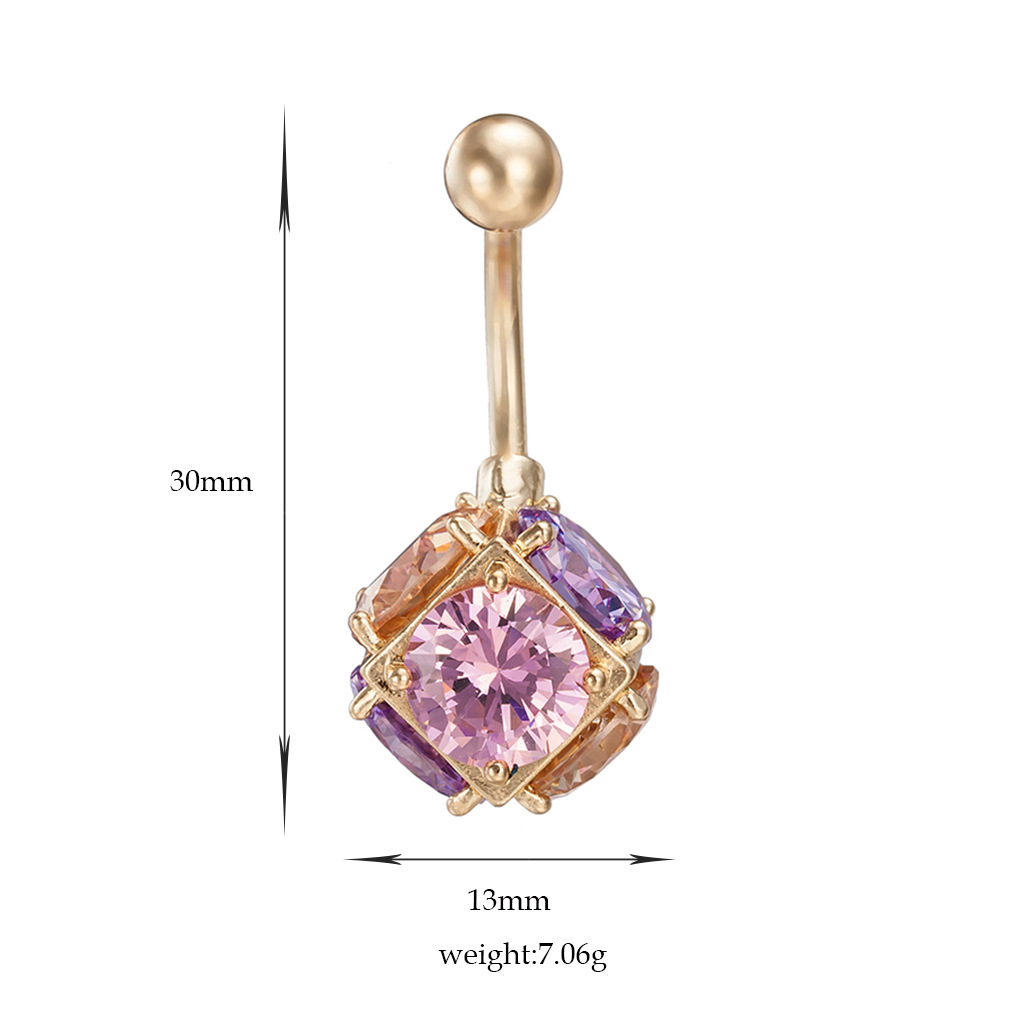 Colorful Square Crystal Belly Button Ring 4