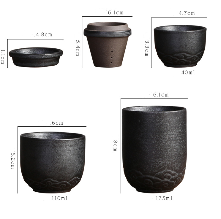 Black Pottery Concentric Cup