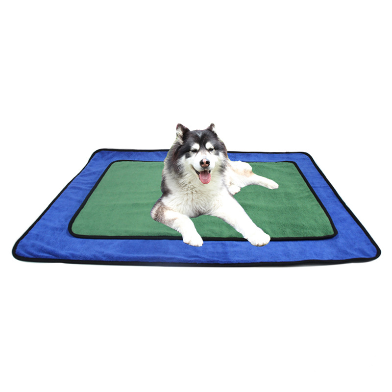 Dog laying on a pet mat