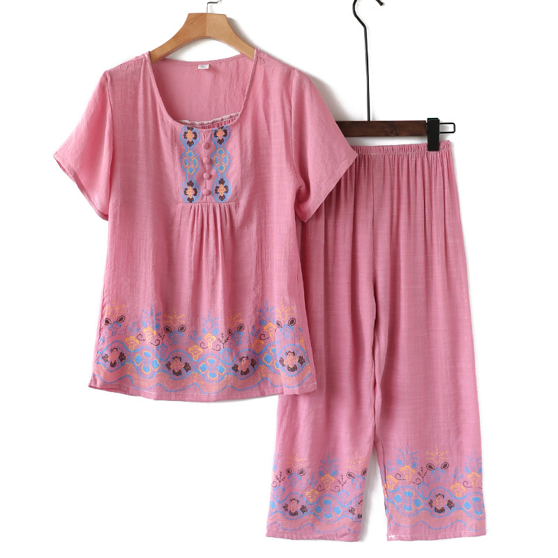 Mom Summer Cotton Linen Set - Fabric Detail