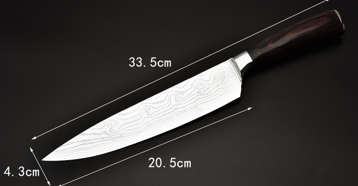 Damascus pattern chef's knife