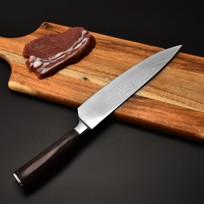 Damascus knife on display