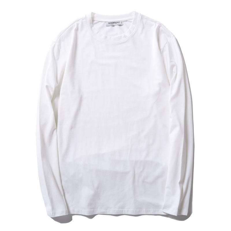 Large Size Men's Long-sleeved Round Neck Solid Color T-shirt