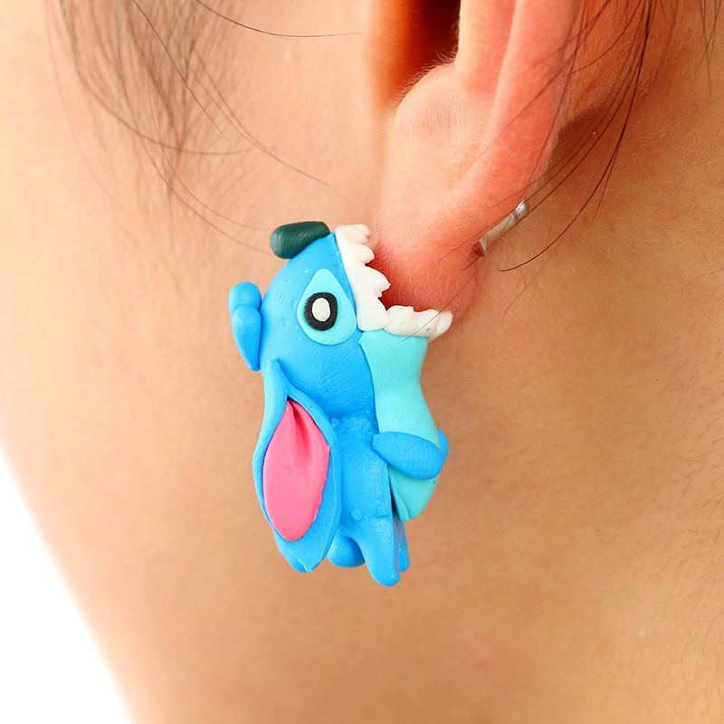 Blue Cartoon Animal Earrings