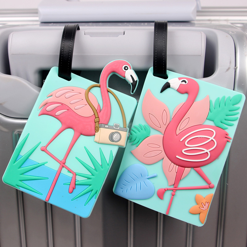 Flowers Flamingo Luggage Tag