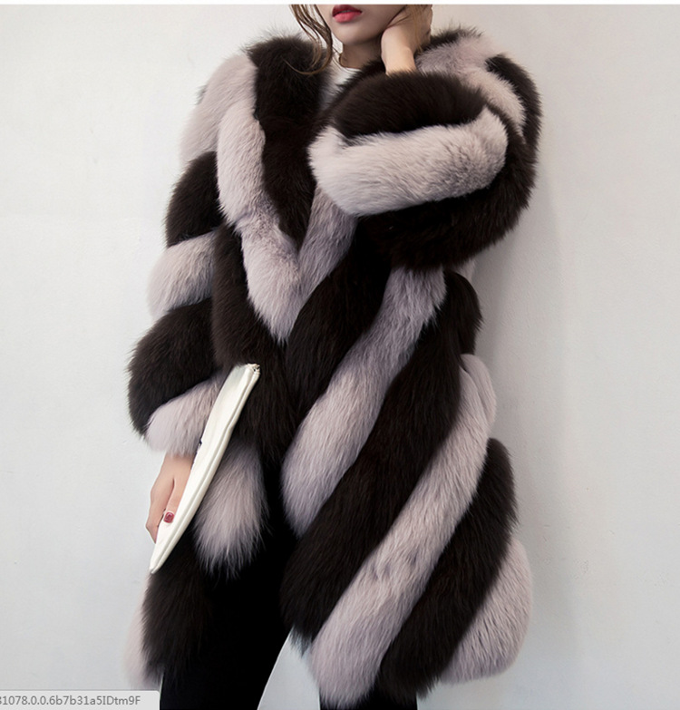 Faux fox fur coat in autumn and winter