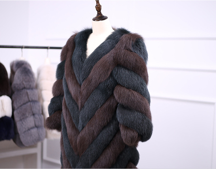 Faux fox fur coat in autumn and winter