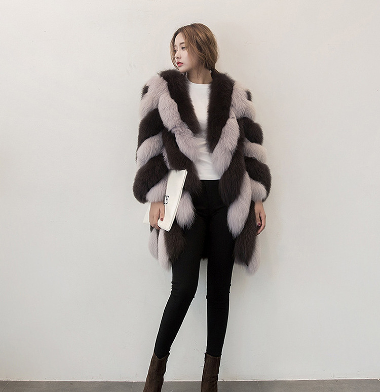 Faux fox fur coat in autumn and winter