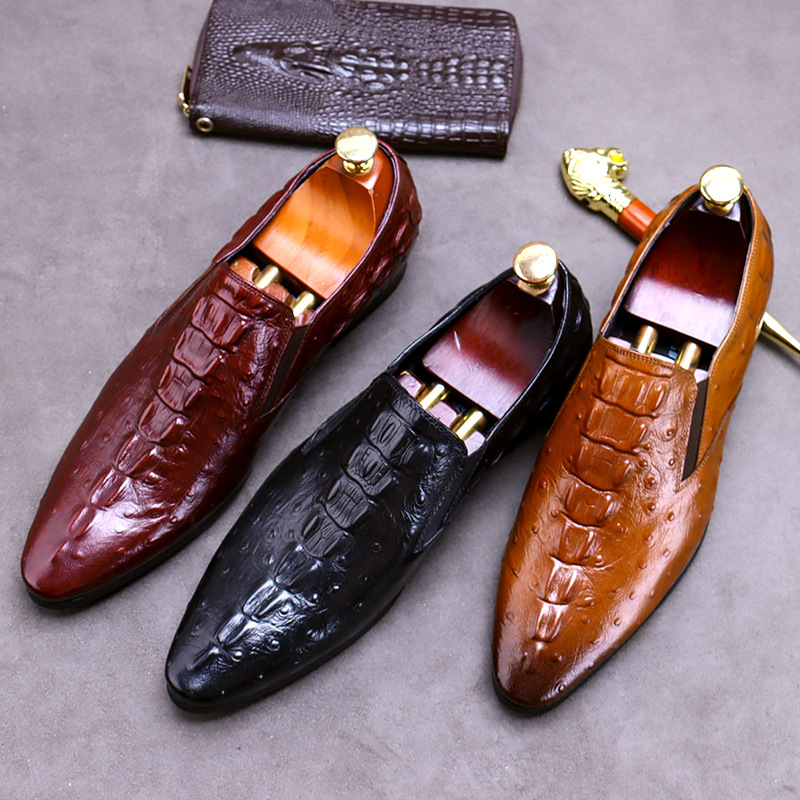 Crocodile Pattern Men's Dress Loafers - Image 1