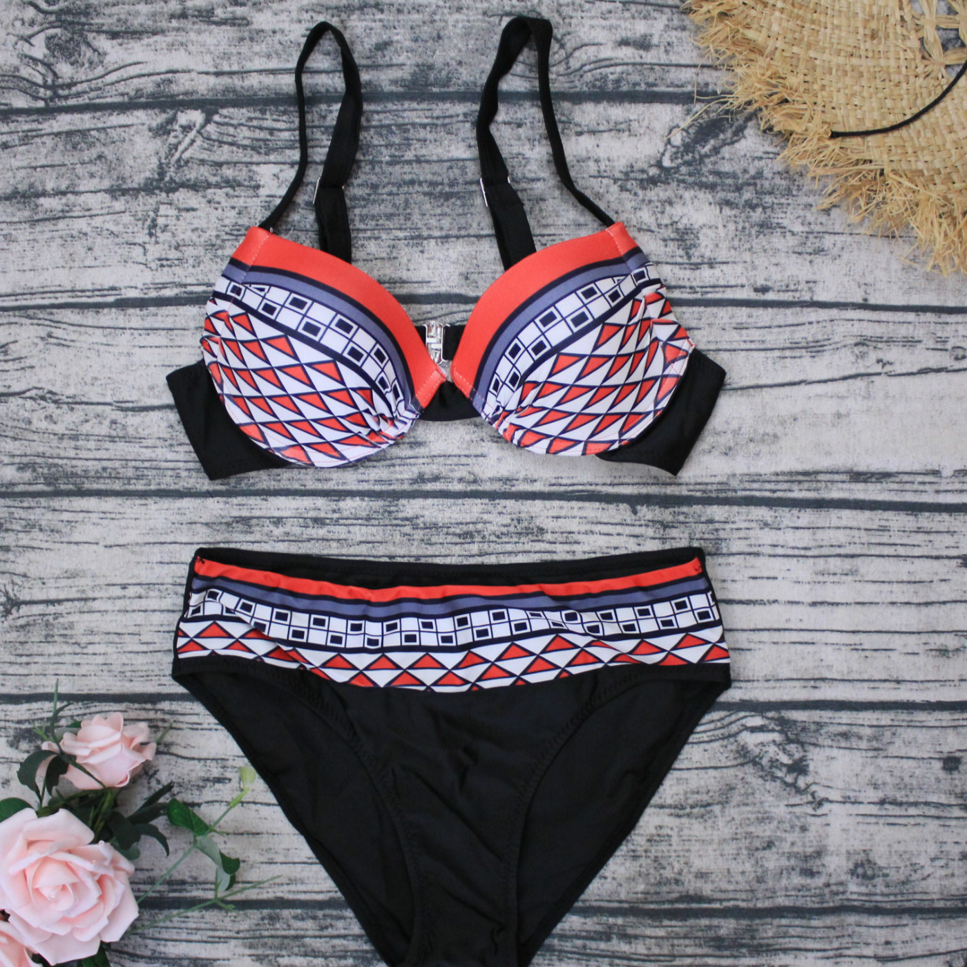 Retro Printed Swimsuit in Action