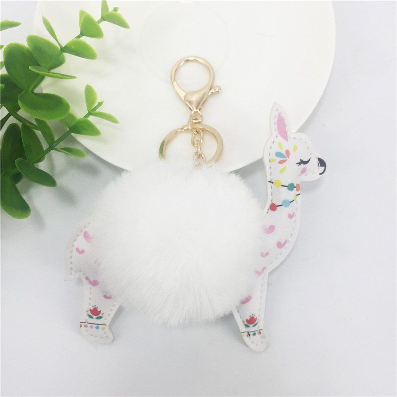 Alpaca Wool Ball Keychain Image 3