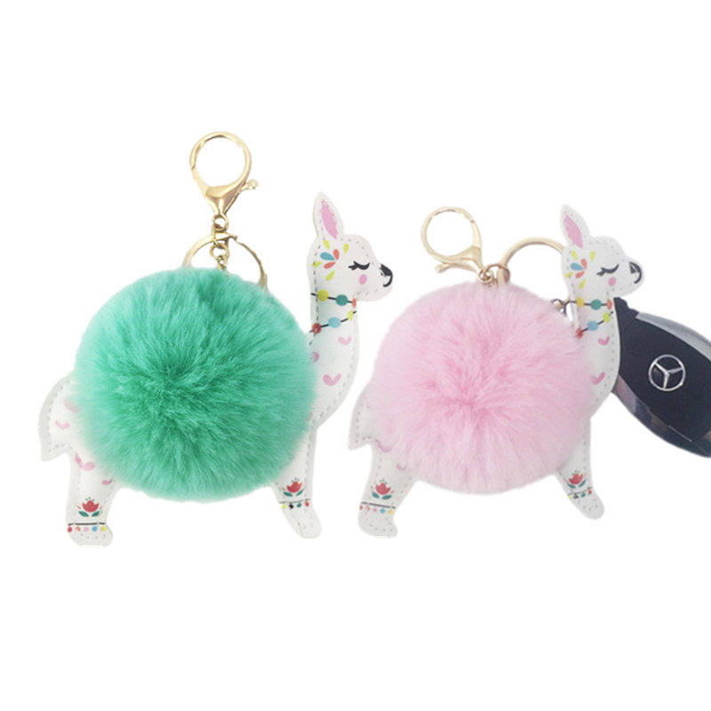 Alpaca Wool Ball Keychain Image 2